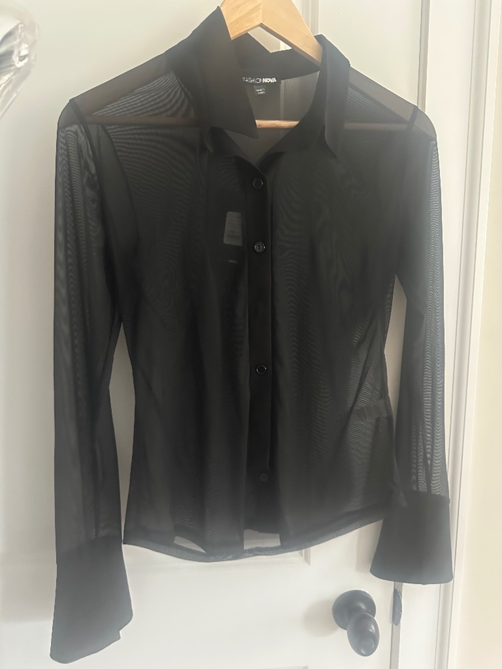 Fashion Nova Sheer Mesh Top (black)